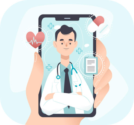 Patient using a telehealth platform on a phone